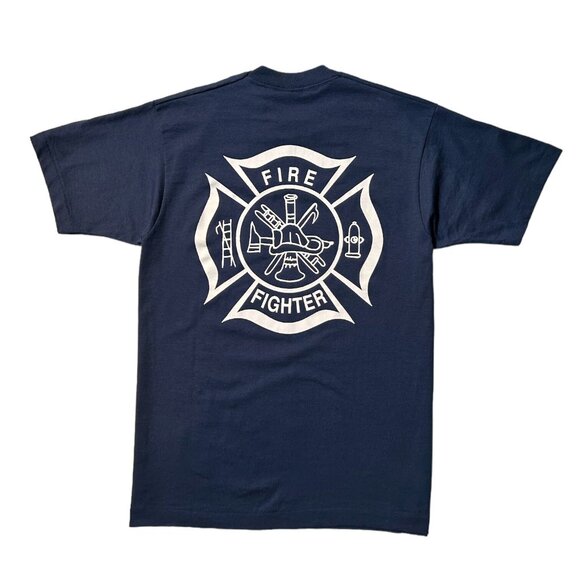 90s Vintage Fire Fighter T-shirt Single Stitch Syncrude Department Logo Crest. - Picture 1 of 6